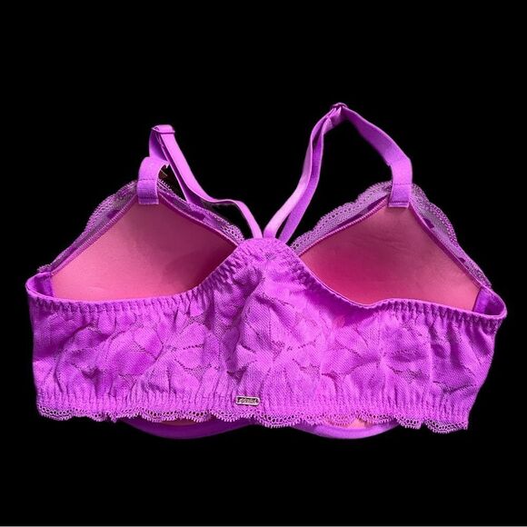 Victoria’s Secret PINK Lace bralette Push up Padding Underwire Recerback bra L - Picture 3 of 3